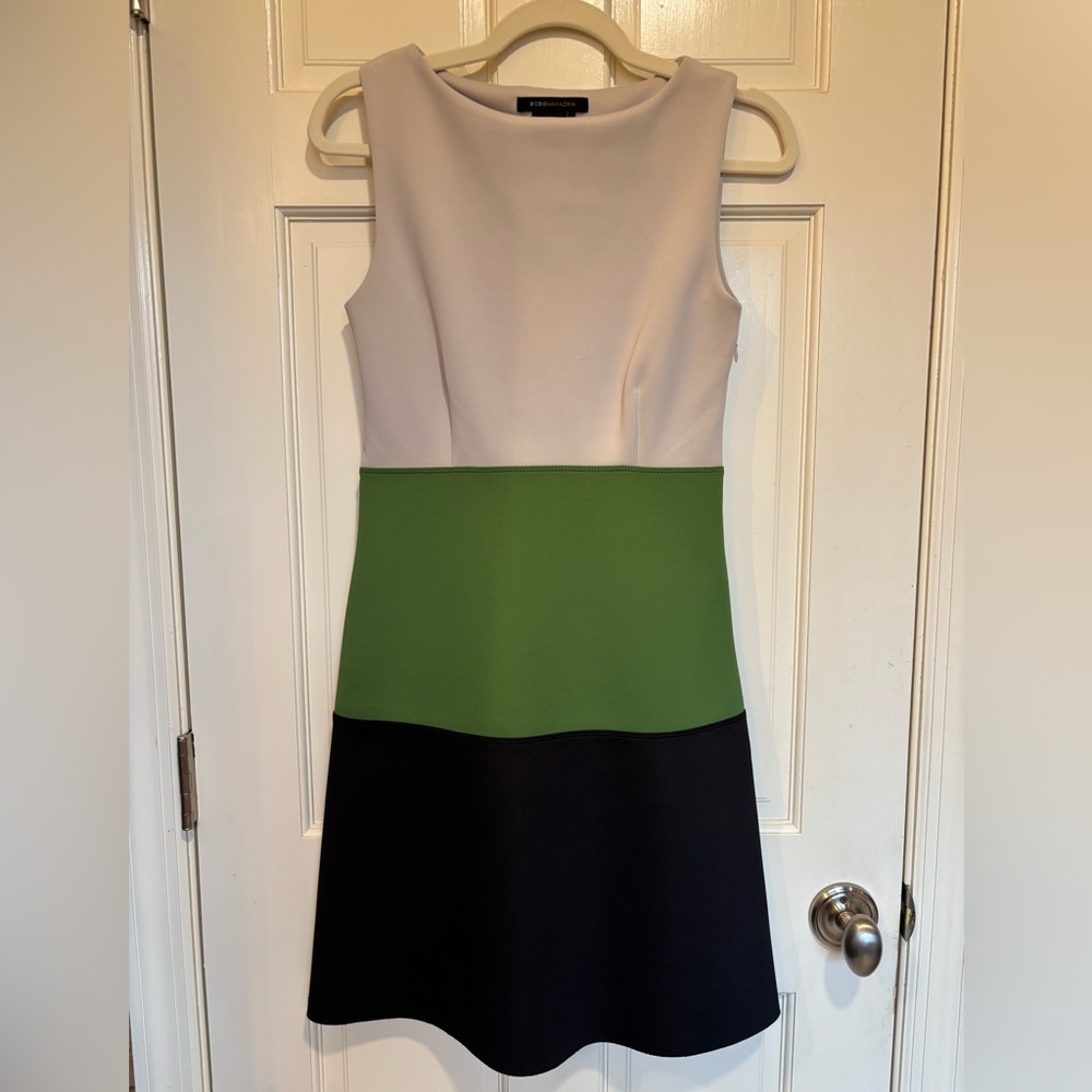 Elegant Green and Black Colorblock Dress